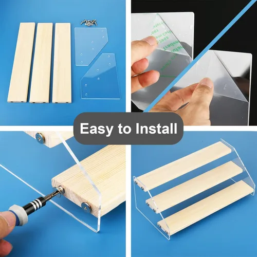 Miniatura 3 de Organizador de especias Homakover de acrílico y madera en niveles - Organizador de 3 niveles transparente para gabinete de cocina y almacenamiento 3