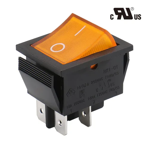 Miniatura 2 de Baomain Interruptor basculante para barco DPST ON/Off 1/4" Ancho Terminal 4 Pin 16A 250V UL TUV Lista Amarillo Paquete de 2