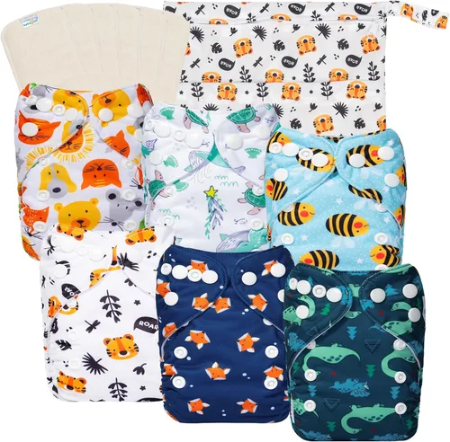 Miniatura 23 de babygoal Pañales de tela grandes, paquete de 13 para niños de 3 a 5 años, fundas de pañales de tela, paquete de 6 con 6 insertos y bolsa