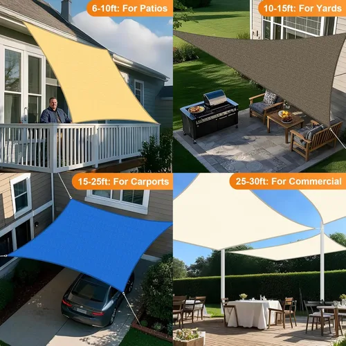 Miniatura 6 de Artpuch - Toldo rectangular tipo vela, 5.46 oz/yd², con bloqueo de rayos ultravioleta, para patio, jardín, instalaciones y actividades al aire