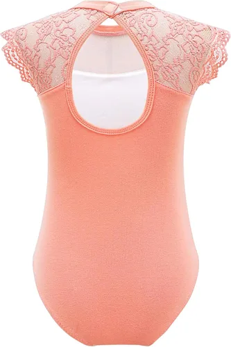 Miniatura 15 de JEATHA Leotardos de ballet para niñas, camisetas de baile, bailarina, encaje floral, con botones, entrepierna