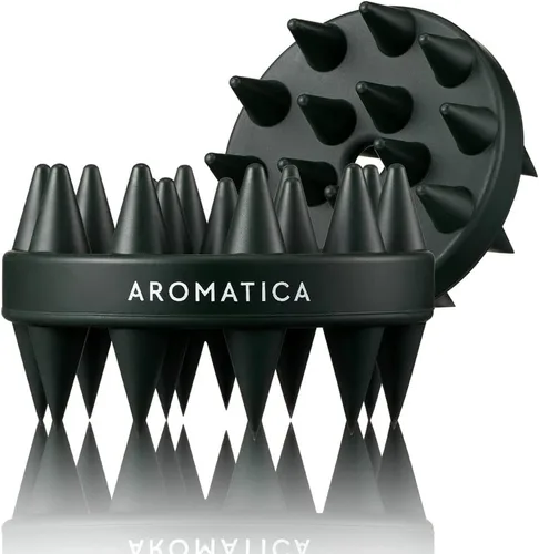 AROMATICA Cepillo de champú de doble cara para el cuidado del cuero cabelludo, masajeador de silicona para el crecimiento del cabello, limpiador y