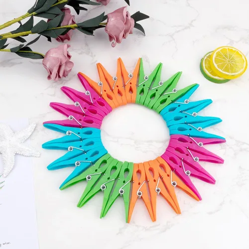Miniatura 7 de 24 pinzas de plástico para ropa, pinzas de ropa resistentes, juego de alfileres de ropa de secado al aire, clips de toalla, clips de resorte, clips