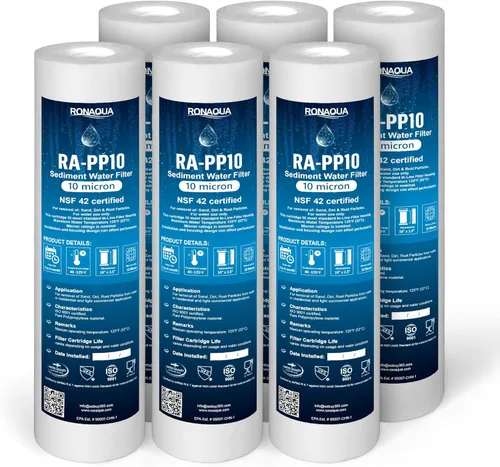 Miniatura 14 de Ronaqua Cartucho de filtro de agua de sedimentos de 20 micrones de 10 x 2.5 pulgadas, certificado NSF, filtración de 4 capas para cualquier unidad