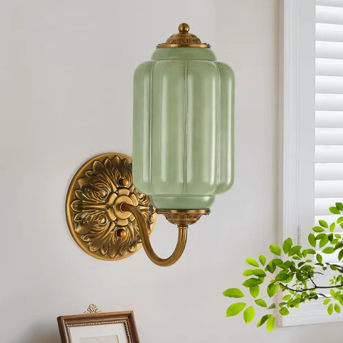 Miniatura 10 de Aplique de pared vintage, lámpara de vidrio de leche blanca, aplique de pared antiguo Art Deco de 5.5 pulgadas para dormitorio, baño, sala de estar