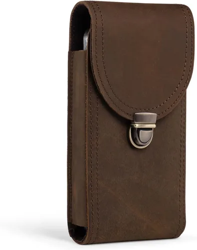 Miniatura 7 de Funda de cuero genuino para iPhone 17 Pro Max 16 Pro Max 15 Pro Max 14 Pro Max Samsung S24 Ultra S25 Ultra Funda para cinturón con clip para Marrón