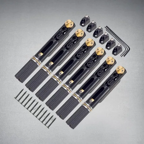 Miniatura 5 de Puente de guitarra sin cabeza de metal con tuerca y llave, puente fijo para guitarra, puente individual para guitarra eléctrica sin cabeza, puente