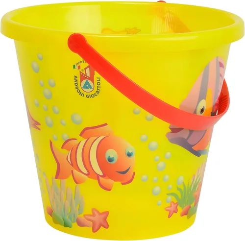Simba 107106525 - Cubo de arena transparente, diseño de peces (6.7 in de altura, 7.9 in de diámetro), color arena