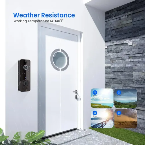 Miniatura 6 de Cámara de timbre de video inteligente con timbre, detección humana AI, audio de 2 vías, vista en vivo HD, solo red 2.4G