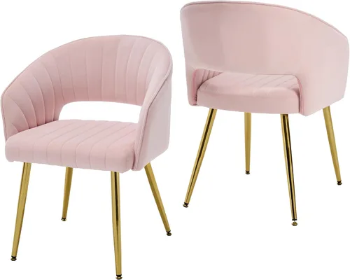 Miniatura 25 de KCC Juego de 2 Sillas de Comedor de Acento Moderno, Sillas de Comedor Tapizadas en Terciopelo con Respaldo Hueco, Sillas de Cocina Acolchadas Sillas