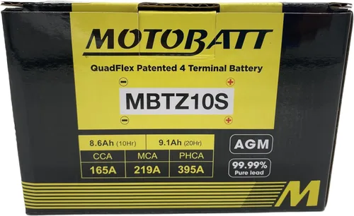 Miniatura 5 de MotoBatt MBTZ10S (12 V 8.6 Amp) 165CCA activada de fábrica QuadFlex AGM batería sustituye a YTX7A-BS, YTZ10S, ETZ10S, PC310
