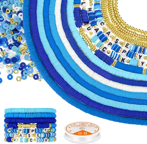 Ferraycle Juego de 5700 cuentas de arcilla de otoño de Halloween, cuentas de arcilla de Navidad, kits de fabricación de joyas para pulseras, Serie