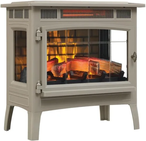 Duraflame Estufa eléctrica independiente tipo chimenea con efecto de llama 3D para habitación de 1,000 pies cuadrados, color gris francés