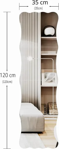Miniatura 3 de Espejo Ondulado de Cuerpo Entero Irrompible de Acrílico Azulejos de Espejo de Pared 47" x 14"(4 Piezas de 12"x14"), Espejos Corporales de Seguridad