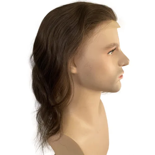 Miniatura 2 de Tupé de cabello humano de 12 pulgadas de largo para hombres, sistema de reemplazo de cabello de 10 x 8 pulgadas, extensiones de cabello para hombre