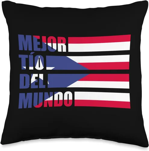 Gift for Puerto Rican Uncle Tío Rican Uncle - Almohada con la bandera de Puerto Rico Mejor Tío del Mundo, 16 x 16 pulgadas, multicolor