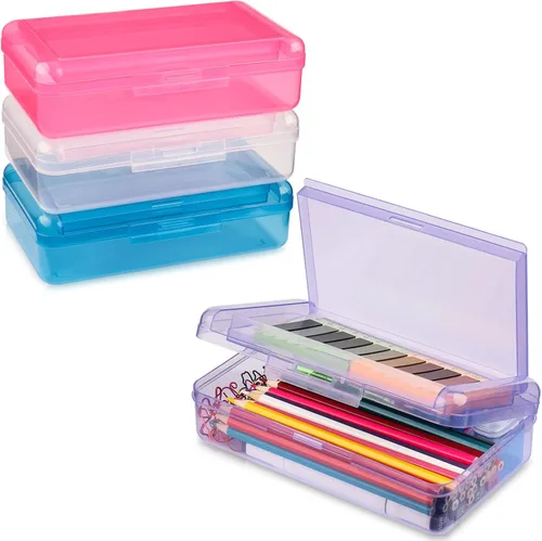 Miniatura 9 de Meiikun Caja de Lápices, Cajas de Lápices de Gran Capacidad 2 Compartimentos, Estuche Rígido de Lápices con Tapa Hermética, Caja Organizadora de 1