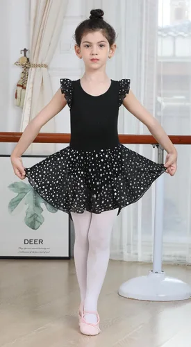 Miniatura 27 de LUOUSE Elegante leotardo de ballet para niñas con falda, mangas con volantes y volantes, perfecto para baile y gimnasia