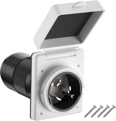 Kohree Enchufe de 50 amperios para autocaravana, entrada de bloqueo giratorio, enchufe de entrada de alimentación Shore NEMA SS2-50P 125V/250V RV
