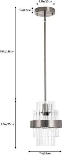 Miniatura 2 de Lámparas Colgantes, Iluminación Colgante de Cristal Moderna de 7 pulgadas, Luces Colgantes de Isla de Cocina de Níquel Cepillado, Iluminación