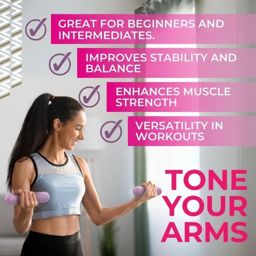 Miniatura 4 de Swiss Activa+ Juego de 2 mancuernas de alta calidad, pesas de 3 libras para mujer, pesas para mujeres en casa, pesas pequeñas para yoga