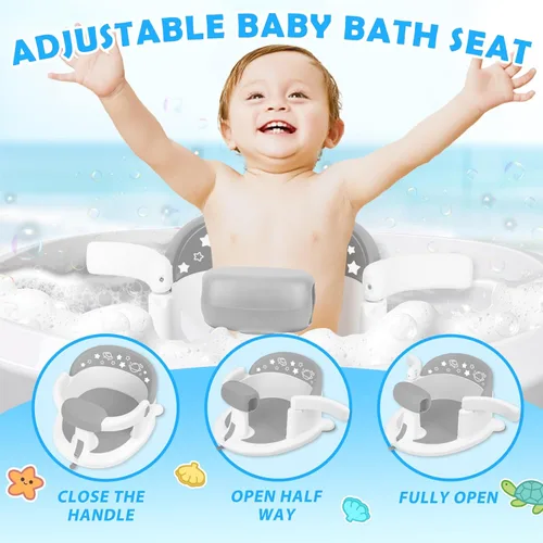 Miniatura 4 de Asiento de baño para bebés de 6 meses en adelante, silla de bañera para bebé, soporte de baño antideslizante para niños pequeños, asiento de baño