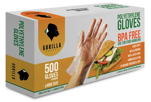 Miniatura 8 de GORILLA SUPPLY 500 Guantes Desechables Premium Libres de BPA de Plástico Poli PE LDPE para Cocina Manipulación de Alimentos Preparación de Alimentos
