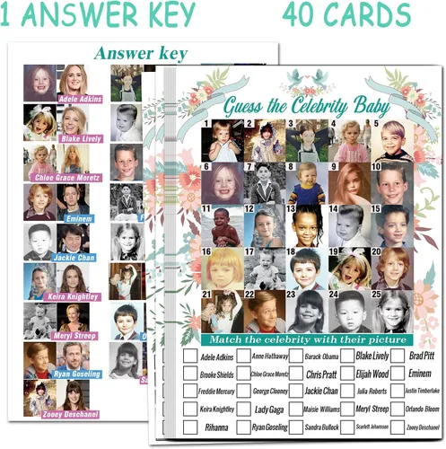 Miniatura 2 de Baby Shower Games - Juego de adivinanzas para bebés de celebridades para 40 invitados