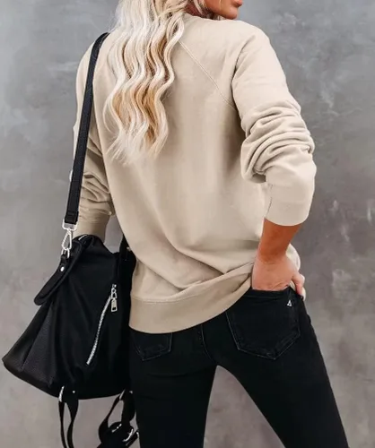 Miniatura 3 de Dressmine Sudadera casual de manga larga para mujer, cuello redondo, con gráficos, holgada, sin botones