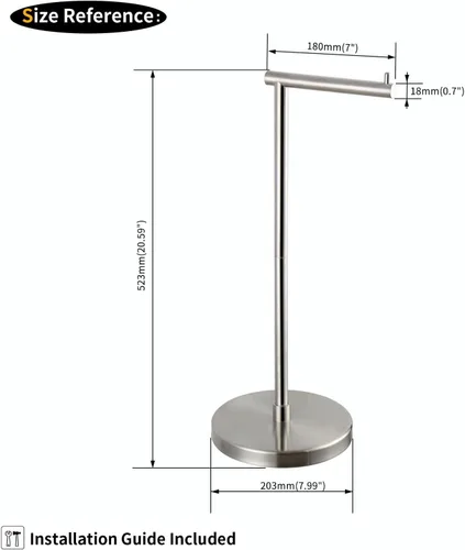 Miniatura 6 de GERZWY Soporte de papel higiénico de pie SUS 304 Acero inoxidable Pedestal a prueba de herrumbre Soporte de rollo de papel de baño Soporte de piso