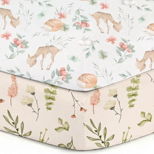 Miniatura 23 de Pack n Play Sheets, BROLEX 2 Pack Mini Crib Sheets,Stretchy Portable Fitted Playard Sheet Set, Convertible Playard Mattress Cover,Ultra Soft