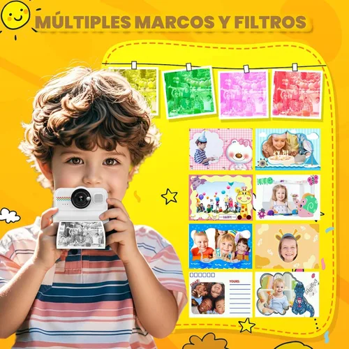 Miniatura 5 de Cámara de Impresión Instantánea HiMont para Niños, Cámara Digital HD 1080P para Niños con 3 Rollos de Papel de Impresión y Tarjeta de 32GB, Juguetes