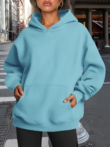Miniatura 167 de Trendy Queen - Sudaderas extragrandes con capucha para mujer, suéteres de manga larga, sin botones, de vellón, de otoño, ropa de invierno