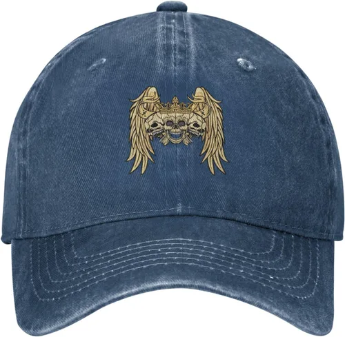 Miniatura 2 de Cowboy Hat Trendy Hats for Man and Women Djustable Four Season Outdoor Baseball Cap of Hell Skull with Angel Navy Blue