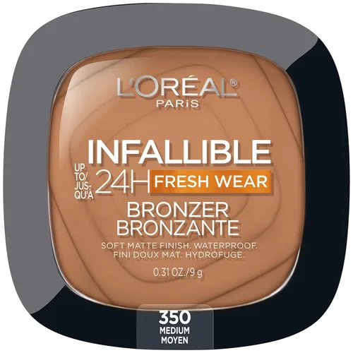 Miniatura 8 de L'Oreal Paris Infallible Fresh Wear - Bronceador suave mate de larga duración hasta 24 horas. Resistente al agua, al calor, a la transferencia, a