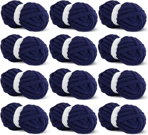 Miniatura 20 de HOMBYS Hilo de Chenille Grueso Carbón para Crochet, Hilo Grueso Espeso y Esponjoso para Tejer, Hilo Súper Grueso para Tejer Mantas a Mano, Hilo