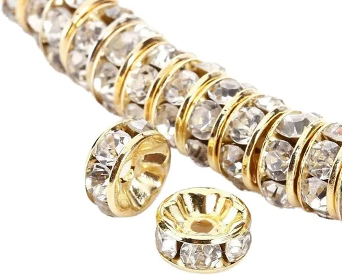 Miniatura 9 de Allb - 100 cuentas separadoras estilo Rondelle de 6mm, chapadas en plata, con cristal checo de rinestone para hacer joyas; cuentas sueltas para Negro