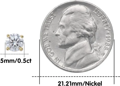 Miniatura 7 de BREN Aretes de moissanita de plata de ley S925 con diamantes de imitación de oro blanco de 18 quilates, aretes de moissanita para hombre, color D