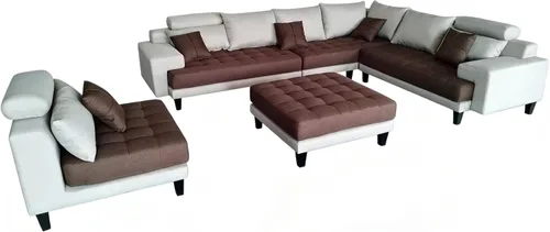 Miniatura 12 de Stendmar L forma U forma reversible moderno microfibra tela sofá seccional sofá conjunto S150DBR