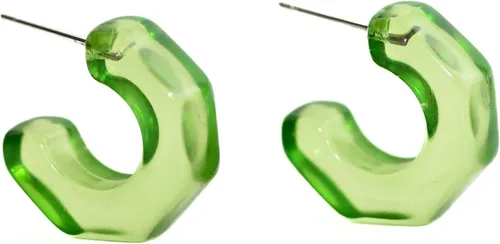 Miniatura 12 de Leetie Lovendale Gracie Hugger - Aretes de aro hipoalergénicos para mujer, hechos con acero quirúrgico y Lucite, ligeros y cómodos, hechos a mano