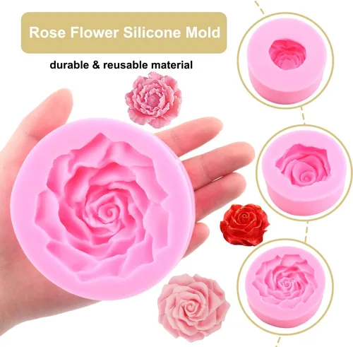 Miniatura 2 de Zixiang Bloom - Molde de silicona con diseño de flores de rosas 3D, para decoración de pasteles, jabón, velas, caramelos, chocolate, polimérico