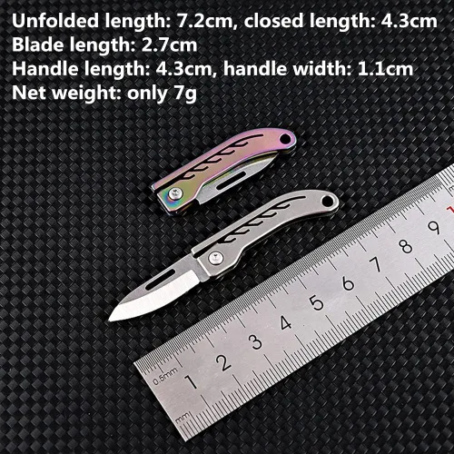 Miniatura 3 de Cuchillo de titanio de bolsillo plegable ultra pequeño, hoja de acero D2, mango de aleación de titanio, mini cuchillo portátil EDC, ultra duradero