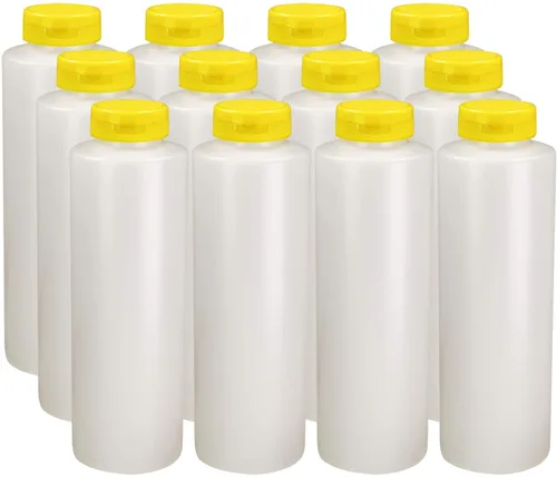Miniatura 9 de Pinnacle Mercantile Botellas de plástico para condimentos con rociador y dispensador con tapa de bisagra negra grande de 32 onzas, vacías, paquete