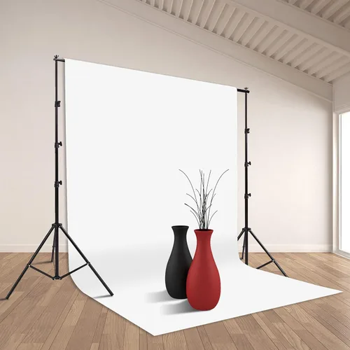 Miniatura 7 de HYJ-INC Sistema de soporte de fondo fotográfico con kit de soporte de fondo de 8,5 x 10 pies, fondo de pantalla de muselina 100% algodón