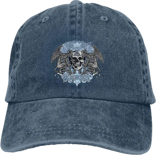 Miniatura 9 de Cowboy Hat Trendy Hats for Man and Women Djustable Four Season Outdoor Baseball Cap of Hell Skull with Angel Navy Blue