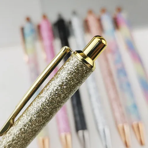 Miniatura 9 de Oddmoal Fun Sparkle - Bolígrafo para mujer, bonitos bolígrafos de metal brillante, bolígrafo multicolor retráctil para diario y escuela, tinta