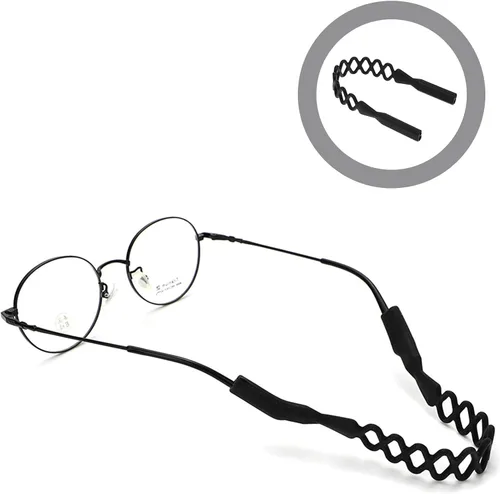 Miniatura 8 de Toddmomy 6pcs Antideslizante Silicona Gafas Fijación Cadenas Correa Elástica para Gafas para Deportes y Uso al Aire Libre Negro