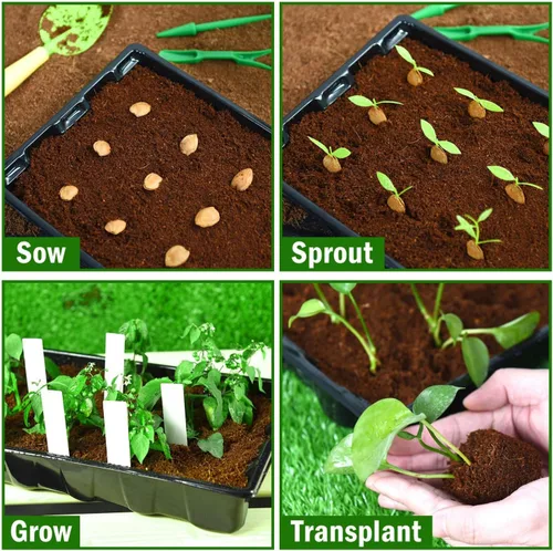 Miniatura 6 de YoleShy Paquete de 5 bandejas de inicio de semillas con cúpula reutilizables de plástico para cultivo de plantas con cúpulas de humedad espesadas