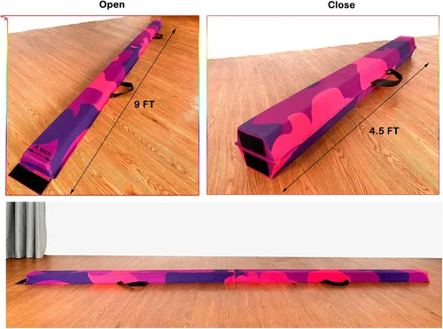 Miniatura 4 de MARFULA Viga de Gimnasia Plegable de 6 PIES / 8 PIES / 9 PIES Viga de Equilibrio de Espuma para Suelo - Extra Firme - Cubierta de Gamuza - Parte