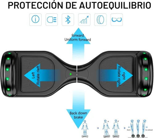 Miniatura 4 de LIEAGLE Hoverboard - Patineta autoequilibrante de 16.5 cm, 6.5 pulgadas, con ruedas Bluetooth, luces LED, para niños y adultos A01-blanco